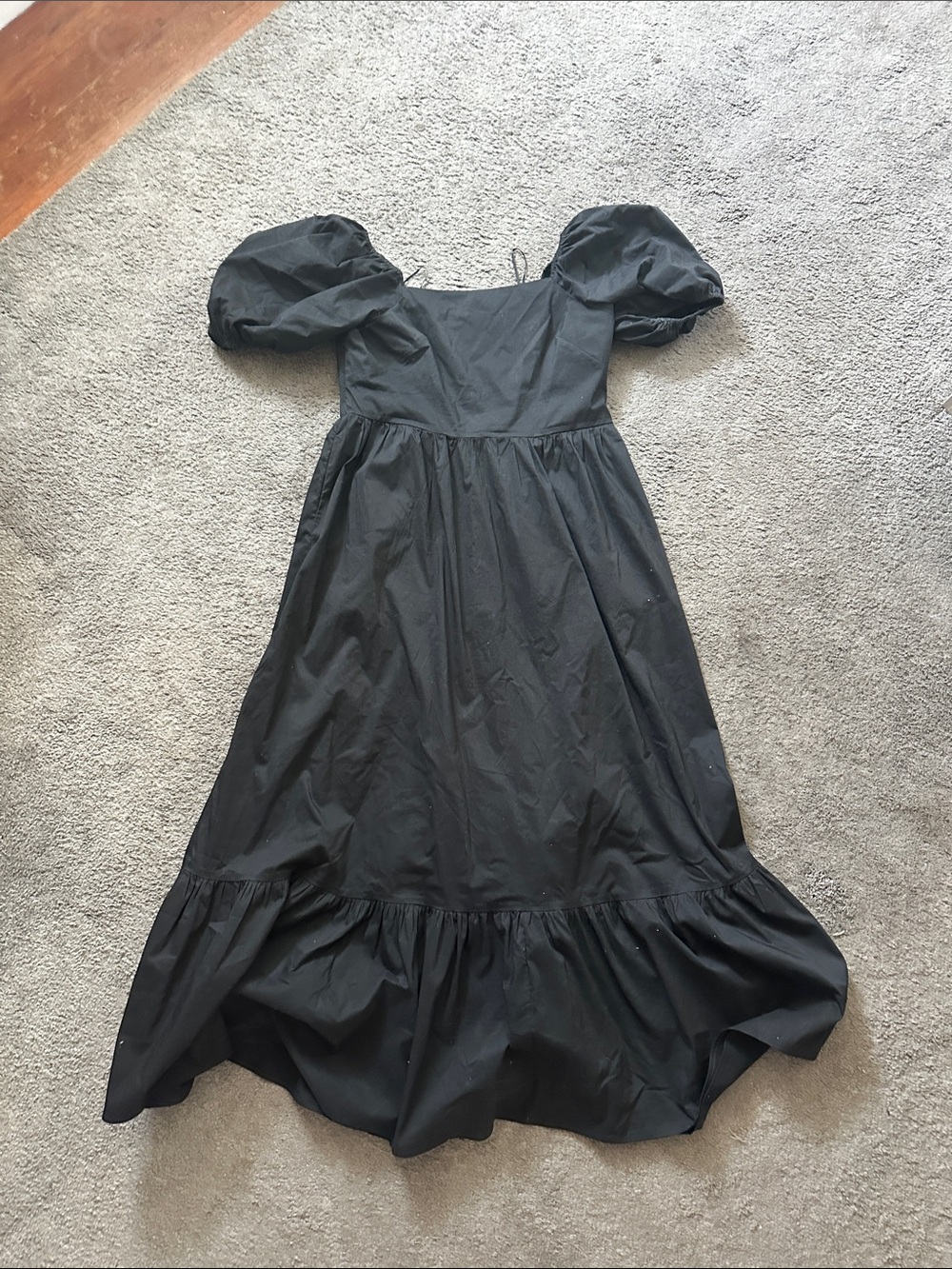Express Black Puff-Sleeve Maxi Dress